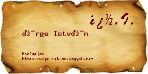 Ürge István névjegykártya